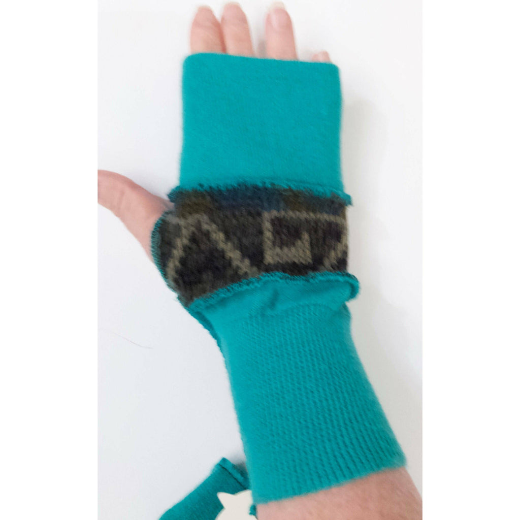 Vegan Upcycled Recycled sweater texting fingerless gloves mitts