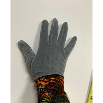 Winter repurposed up cycled recycled sweaters into full finger gray velvet gloves - Robin Boutique-Boutique 