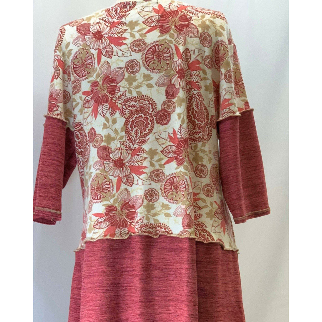 Beautiful Rose colored floral top from repurposed shirt in size XL - Robin Boutique-Boutique    &.  Reloved Fabrics