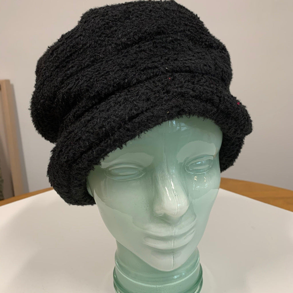 Vegan cozy soft warm free-formed black fleece with poly red winter hat. Free Shipping. - Robin Boutique-Boutique 