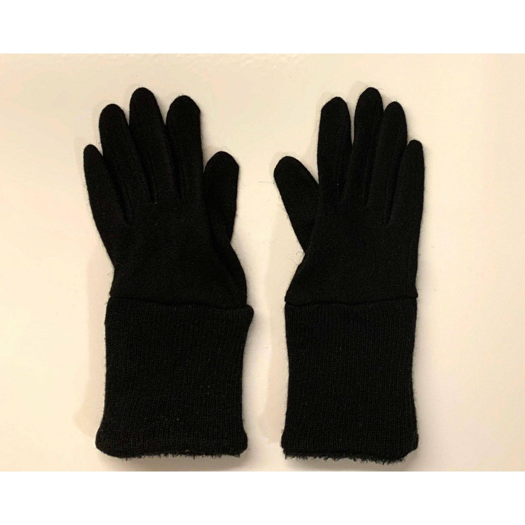 Solid Black full finger wool gloves. Toasty winter gloves stretch fit. Recycled sweater cuffs with cozy soft lining Free Shipping - Robin Boutique-Boutique 