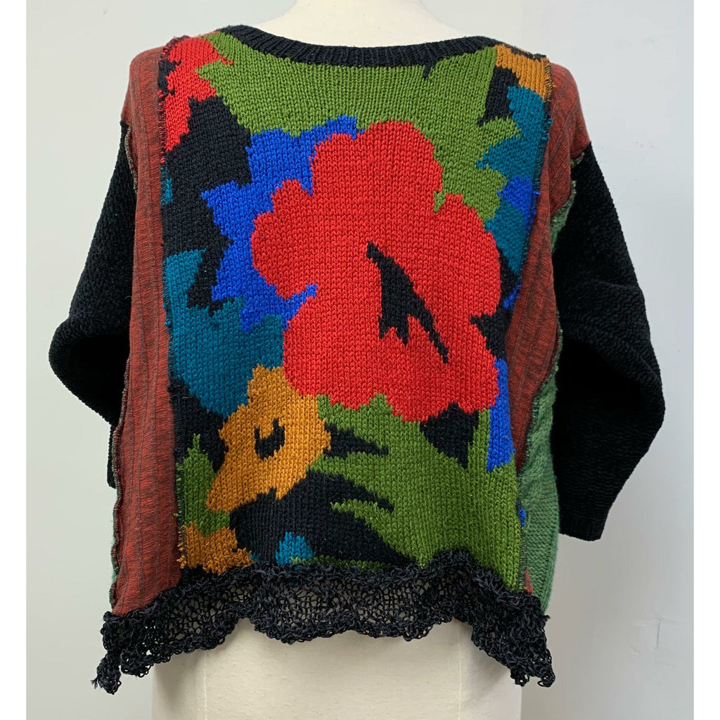 Fun cute Knit pullover swing crop style tunic jumper sweater in jewel tones. Size free. See measurements. No wool. - Robin Boutique-Boutique    &.  Reloved Fabrics
