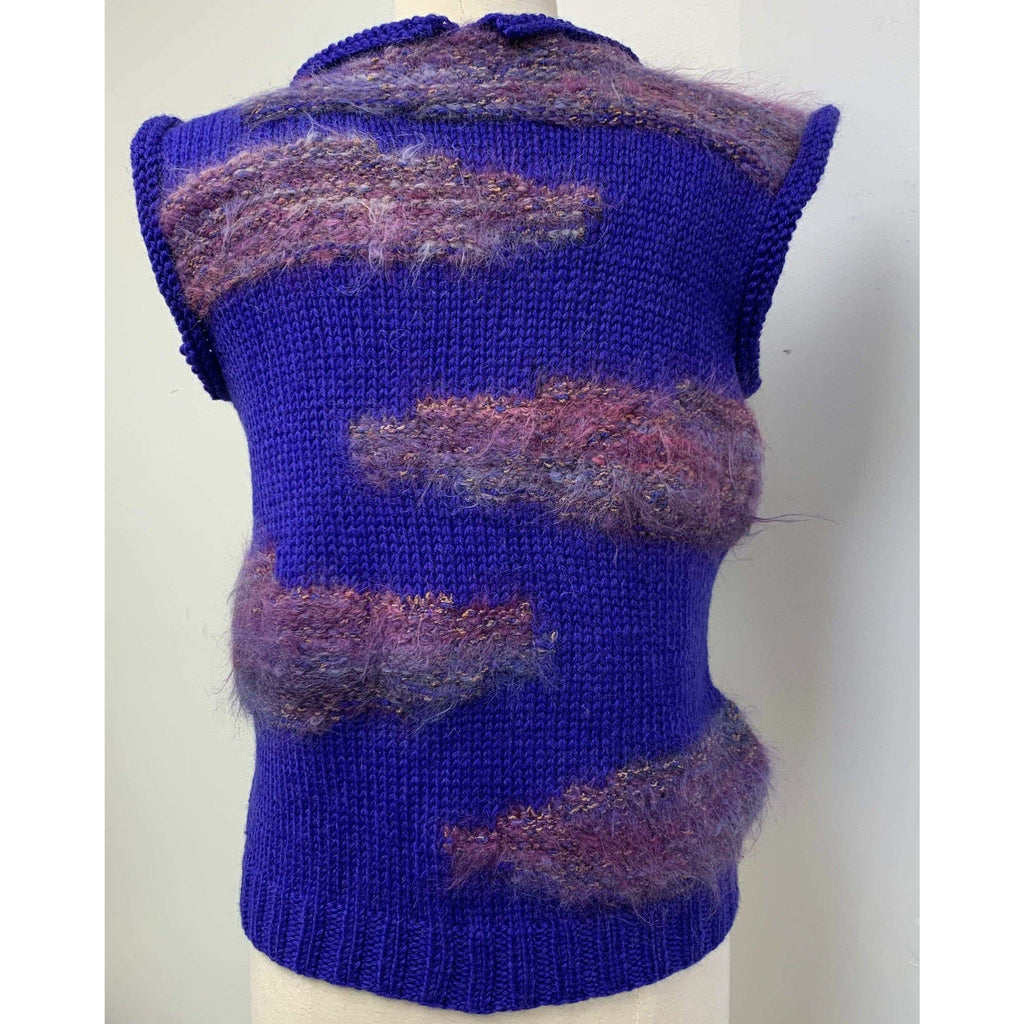 1980s pullover sweater vest designed  by Anny Blatt. The yarns are all French and Italian. Hand knit and never worn. Wool and Mohair. SMALL - Robin Boutique-Boutique    &.  Reloved Fabrics