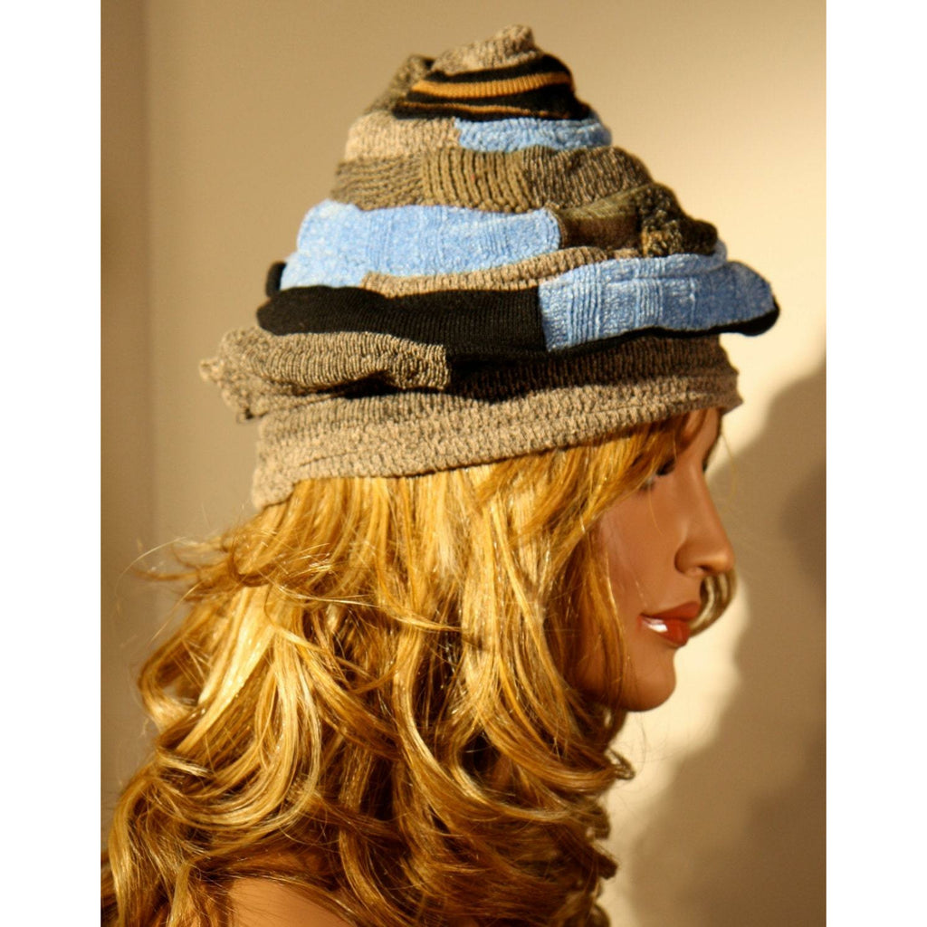 The point! Vegan re-purposed whimsical hat. Versatile. Free shipping mainland USA. - Robin Boutique-Boutique    &.  Reloved Fabrics