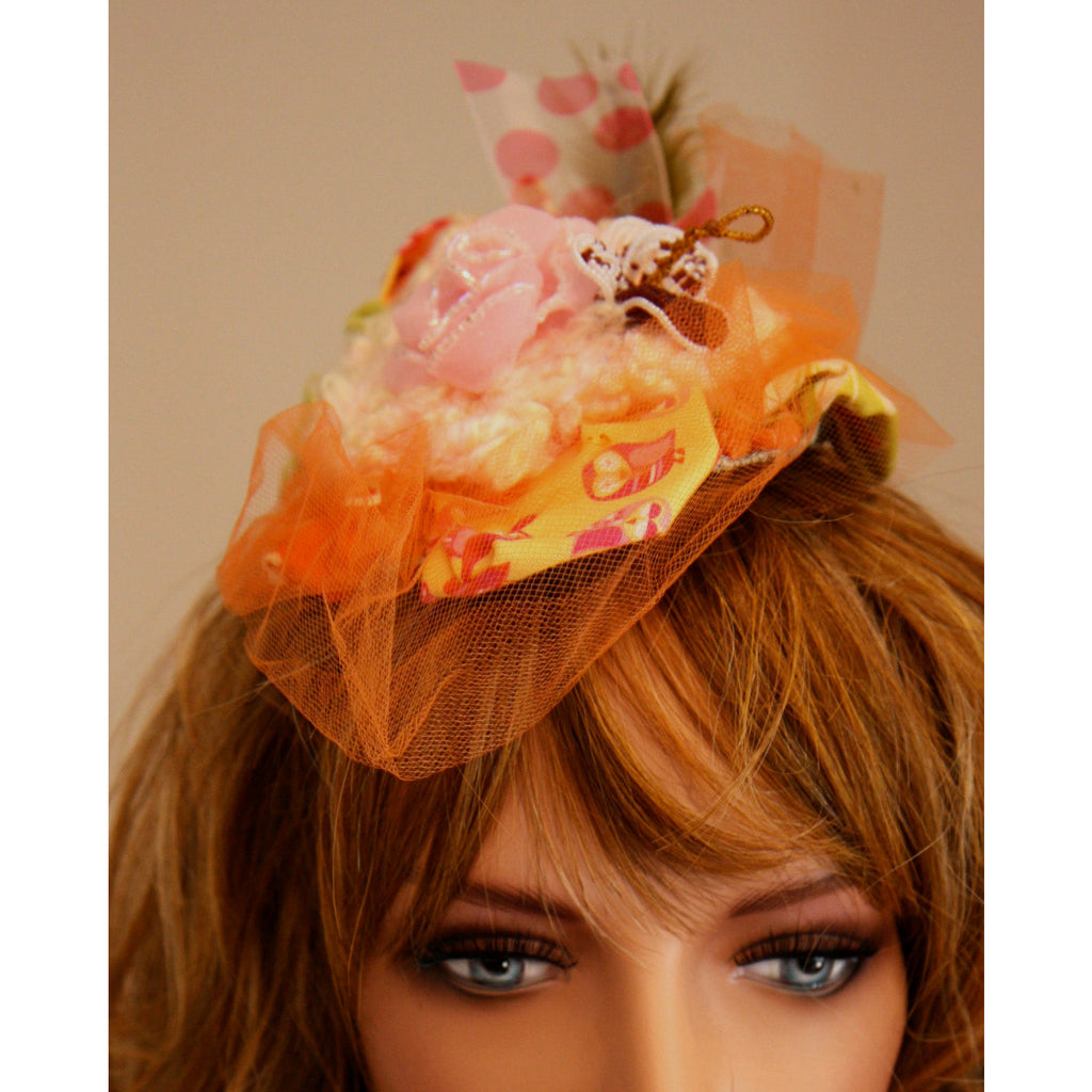 Tango-lishious fascinator-hat-hair piece-easter-hat-orange-color-miniature hat - RelovedFabrics,Hats/Chapeaus/Head Gear - accessories, [product-vendor] - Robin, [shop-name] - robin.boutique