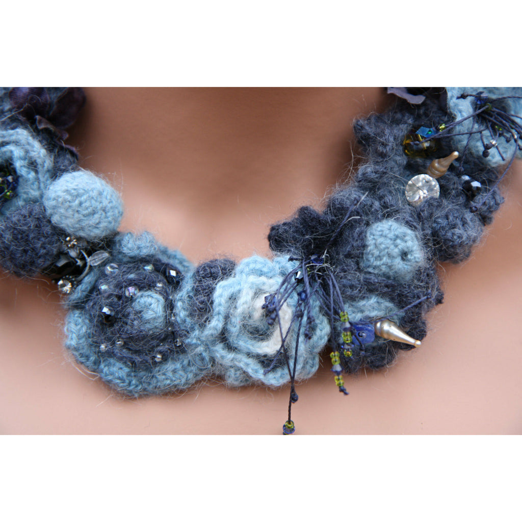 Whispy soft angora headpiece or necklace with vintage findings and jewels - RelovedFabrics,Neck Pieces - accessories, [product-vendor] - Robin, [shop-name] - robin.boutique