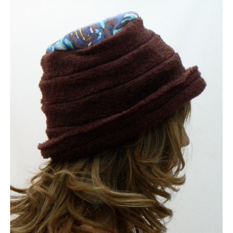 Winter hats-brown-cloche hat-beanie hats. Repurposed sweater hat. - Robin Boutique-Boutique 