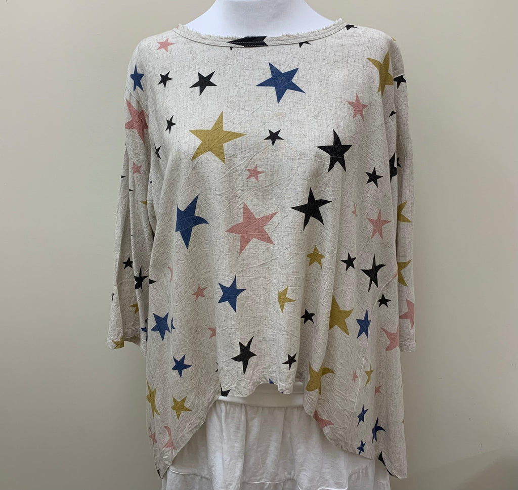 High Low 100% Linen Star Tunic - Robin Boutique-Boutique 