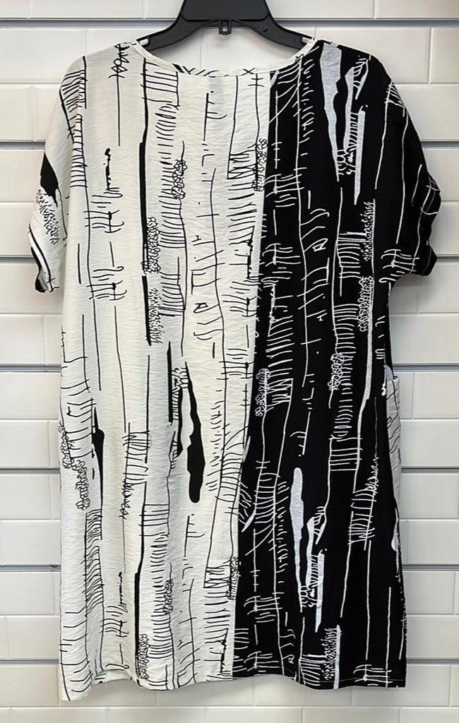 Black and White Abstract Dress - Robin Boutique-Boutique 