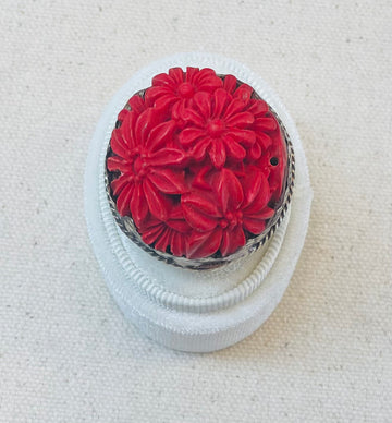 Red Carved Flower Bouquet Adjustable Ornate Ring - Robin Boutique-Boutique 
