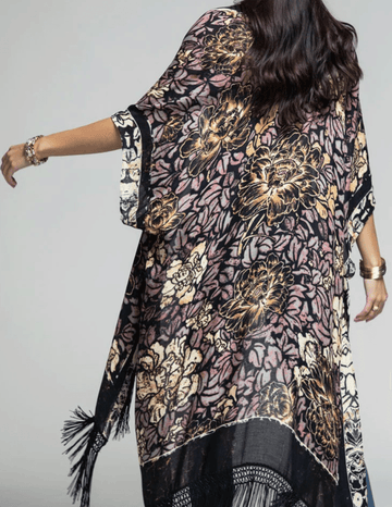 Delphi Floral Kimono with Silky Tassel - Robin Boutique-Boutique 