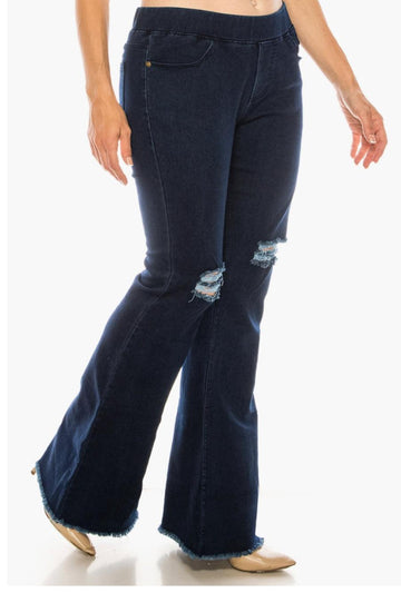 Plus Size Pull on Ripped Jeans - Robin Boutique-Boutique 