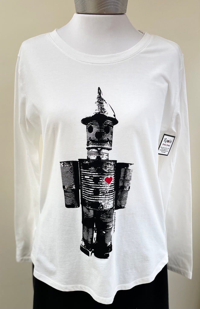 Tin Man on High-Lo Long Sleeve Tee Shirt - Robin Boutique-Boutique 