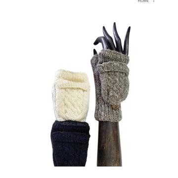 Wool Lined Flap over Fingerless Gloves G415 - Robin Boutique-Boutique 