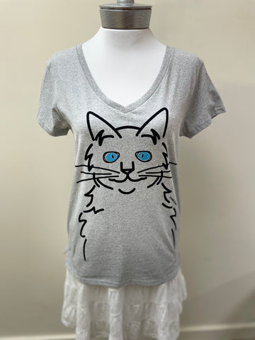Cat Eyes Relaxed V-Neck Re-Tee - Robin Boutique-Boutique 
