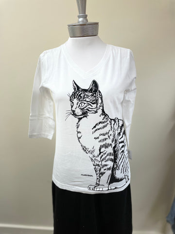 Cat Tail 3/4 Sleeve Tee - Robin Boutique-Boutique 