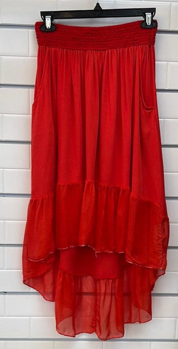 Made in Italy red silk skirt