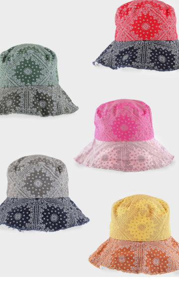 Multi Color Bandana C.C Bucket Hat BK201 - Robin Boutique-Boutique 