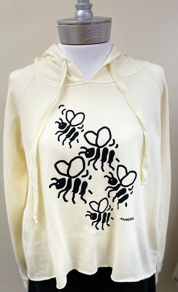 Bees on Crop Hoodie Sweatshirt - Robin Boutique-Boutique 