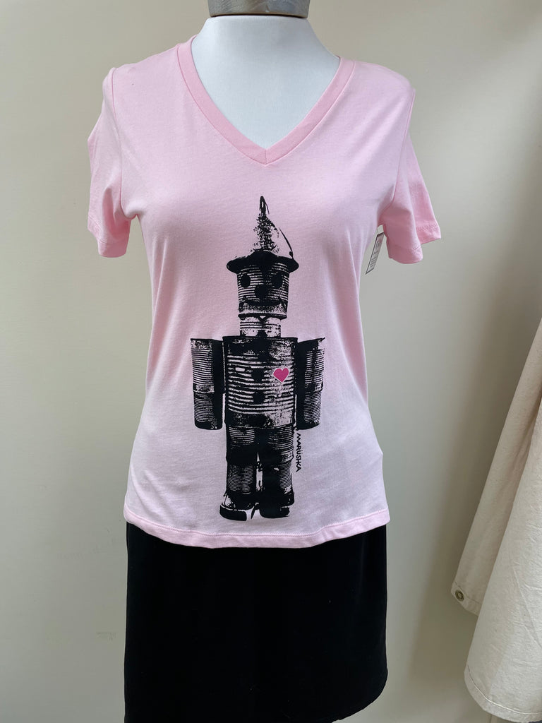 Tin Man on Relaxed V-Neck Tee Shirt - Robin Boutique-Boutique 