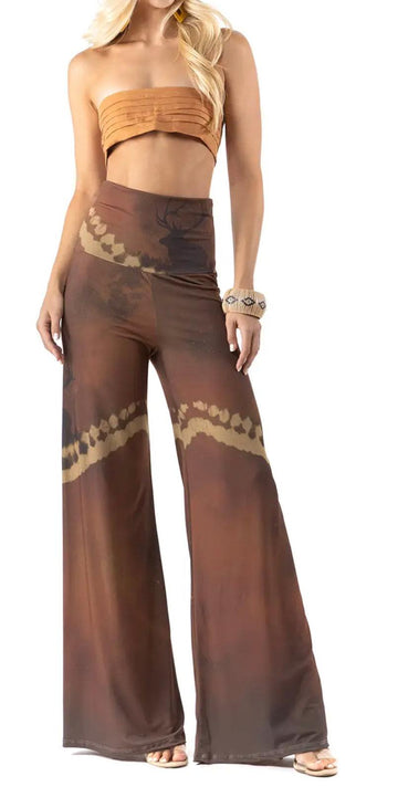 Print Flared Palazzo Pants - Robin Boutique-Boutique 