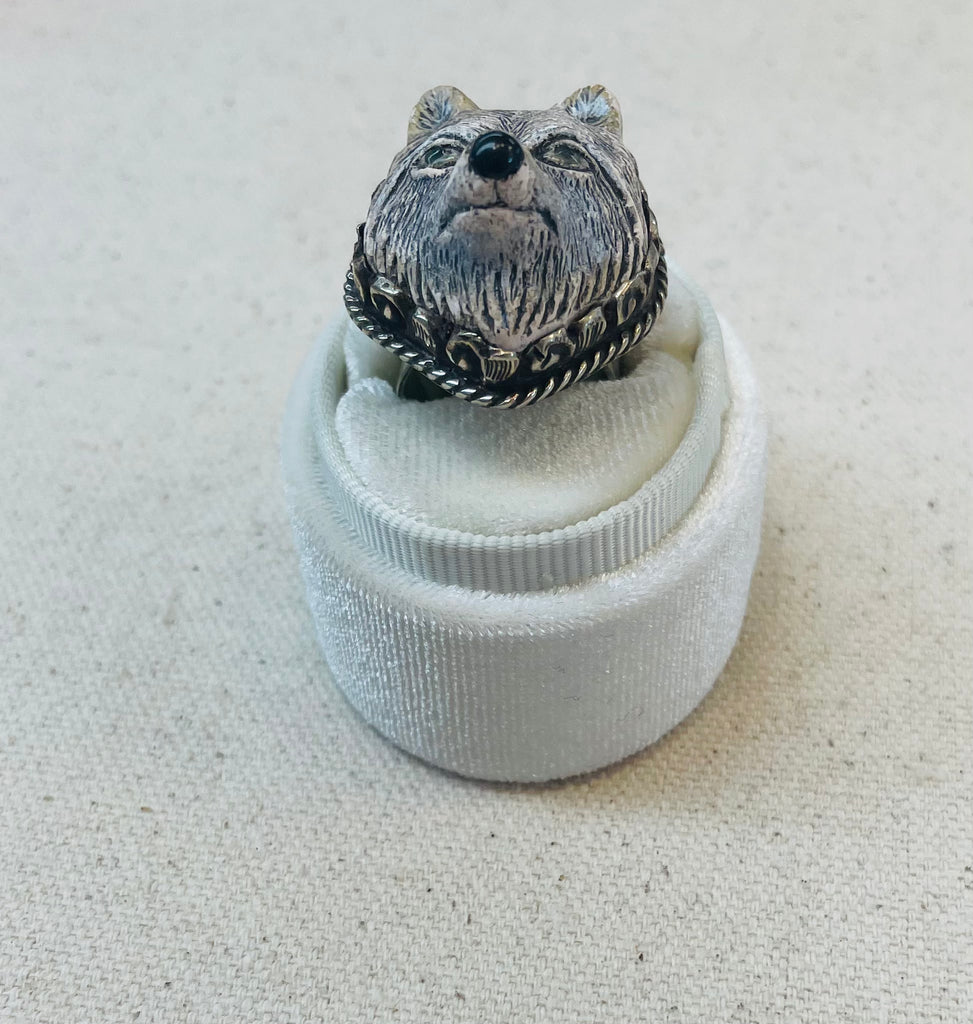 Carved Wolf Head Adjustable Ornate Ring - Robin Boutique-Boutique 
