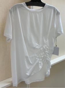 Short Sleeve Pullover w/Ruched Side Front Detail - Robin Boutique-Boutique 