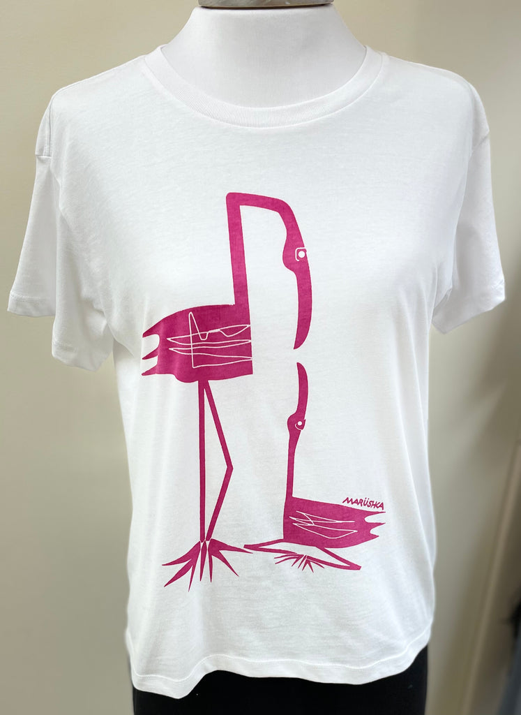 Flamingo Mom on High-Lo Tee Shirt - Robin Boutique-Boutique 