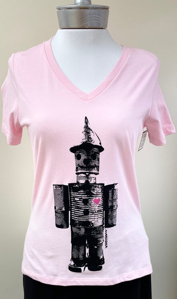 Tin Man on Relaxed V-Neck Tee Shirt - Robin Boutique-Boutique 