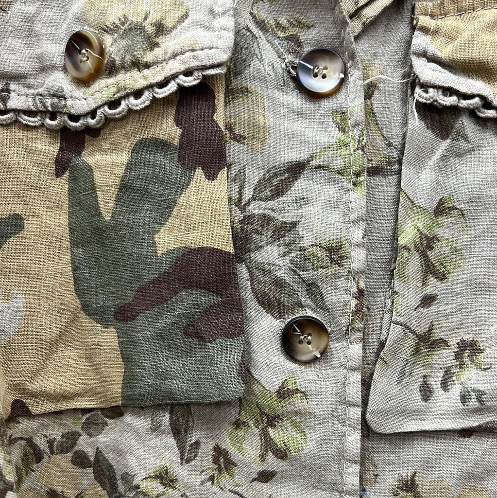 Dis Moi Linen Crop top in floral army print. - Robin Boutique-Boutique 