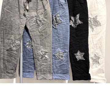 Sequined Star Pants One Size - Robin Boutique-Boutique 