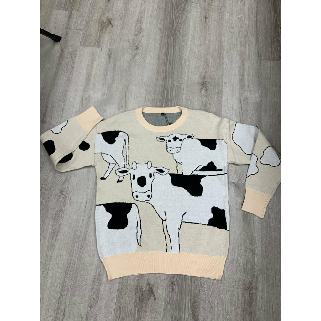 Super Soft Mooo Cow Sweater - Robin Boutique-Boutique 